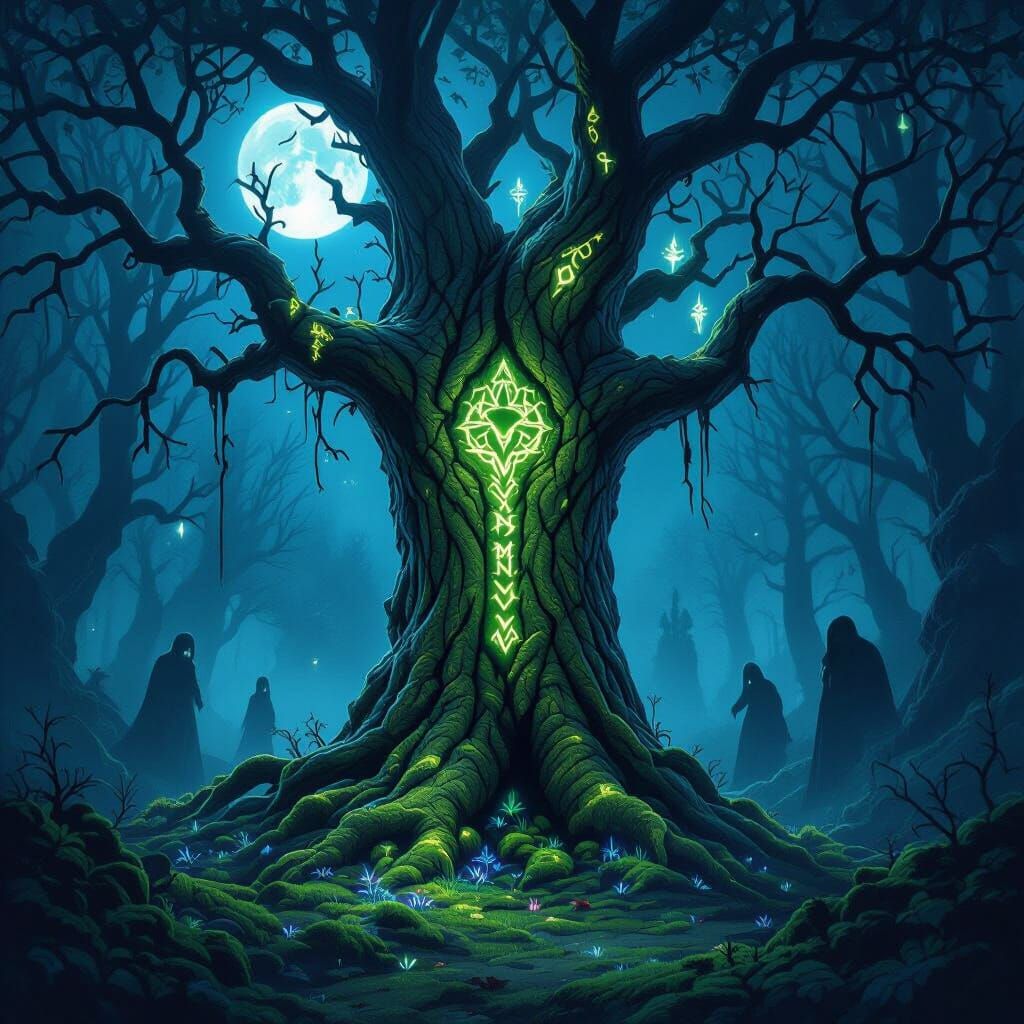 Mystical Tree Spirit in Enchanted Forest