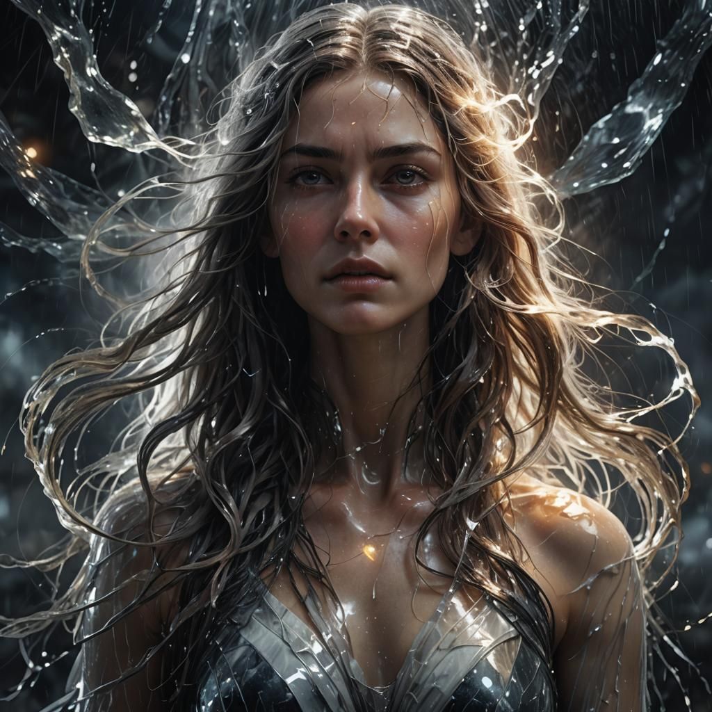 Glowing Alabaster Woman in Polished Glass Style