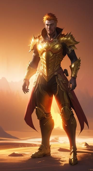 Magical Aura: Red and Gold Watercolor in Golden Hour