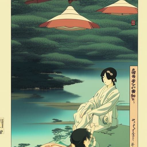 Anime Key Visual in Ukiyo-e Style