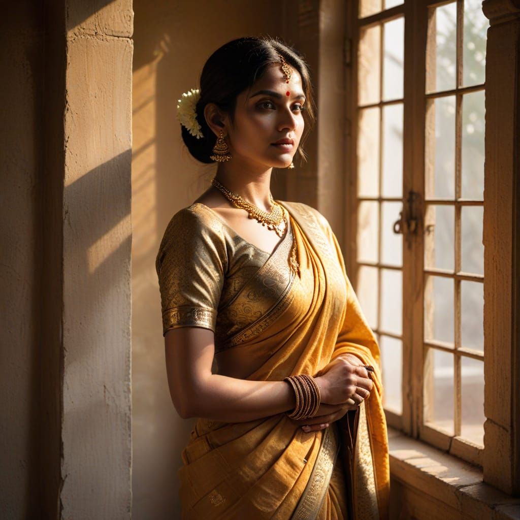 Elegant Indian Woman in Golden Light