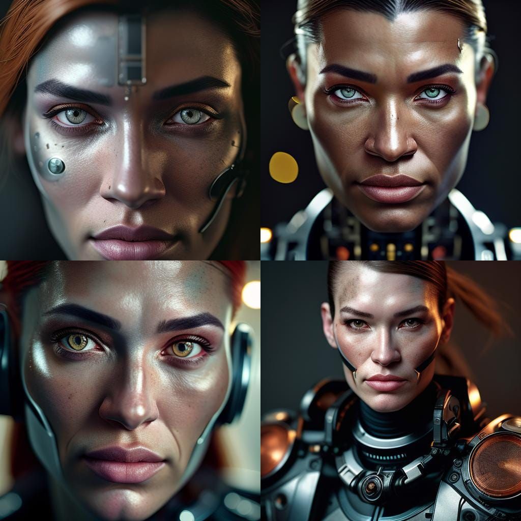 Cyborg Girl Portrait in Professional Photography Style