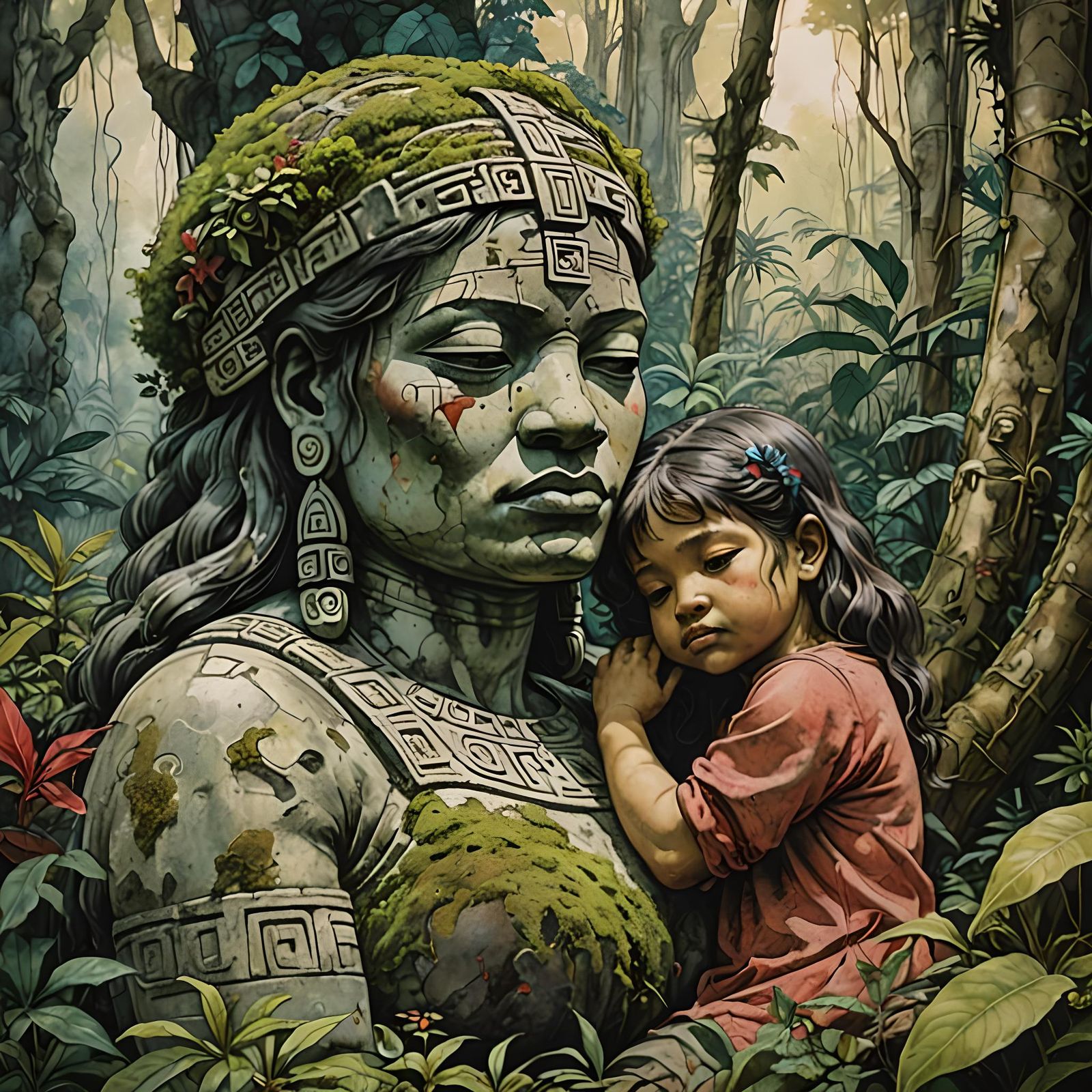 Sacred Motherhood. The Pachamama comforts lonely souls