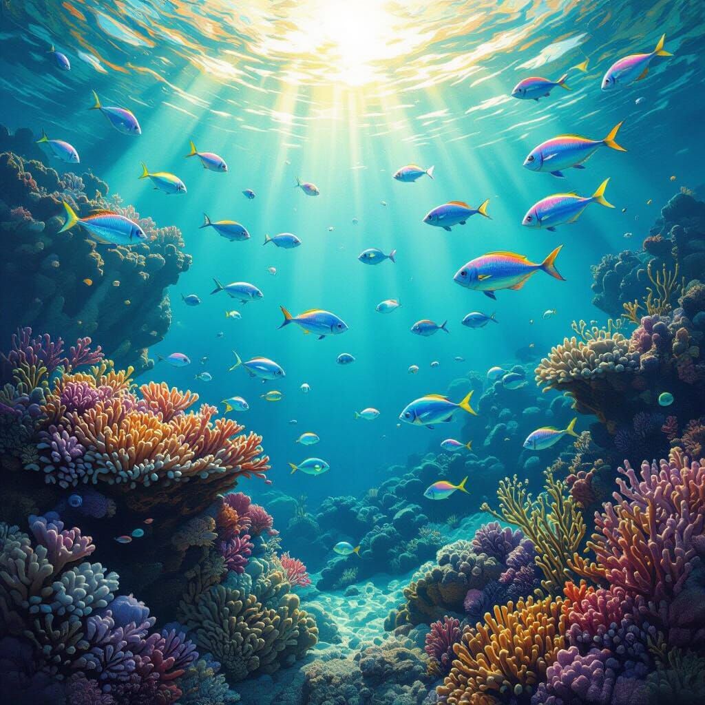 Luminous Underwater Scene in Dreamy Style