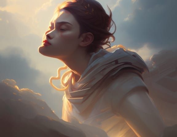 cloud temples head and shoulders portrait, 8k resolution con...