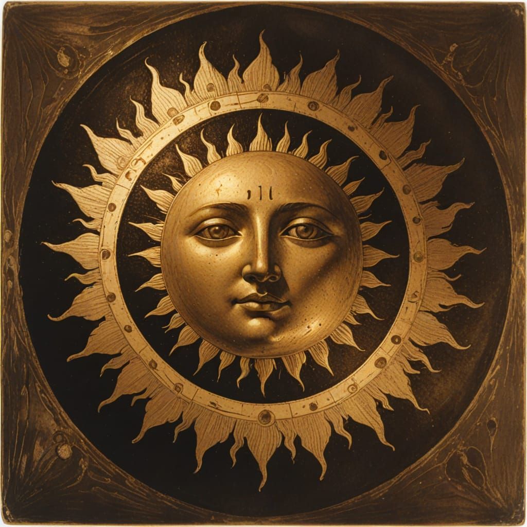 Ancient Sun-Impression on Glass, Sepia Tones