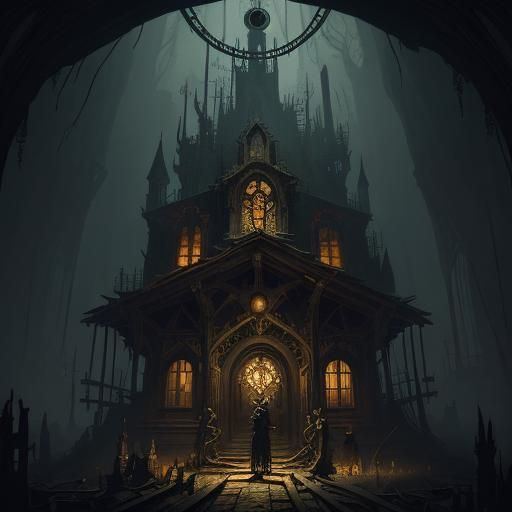 Creepy Doll in Abandoned Attic: Dark Fantasy Art