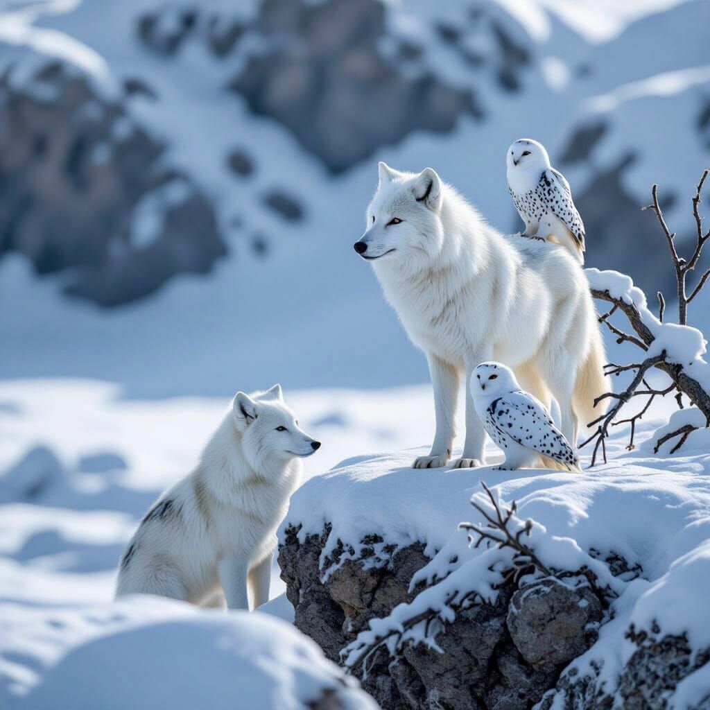 Arctic Wildlife in a Snowy Whiteout