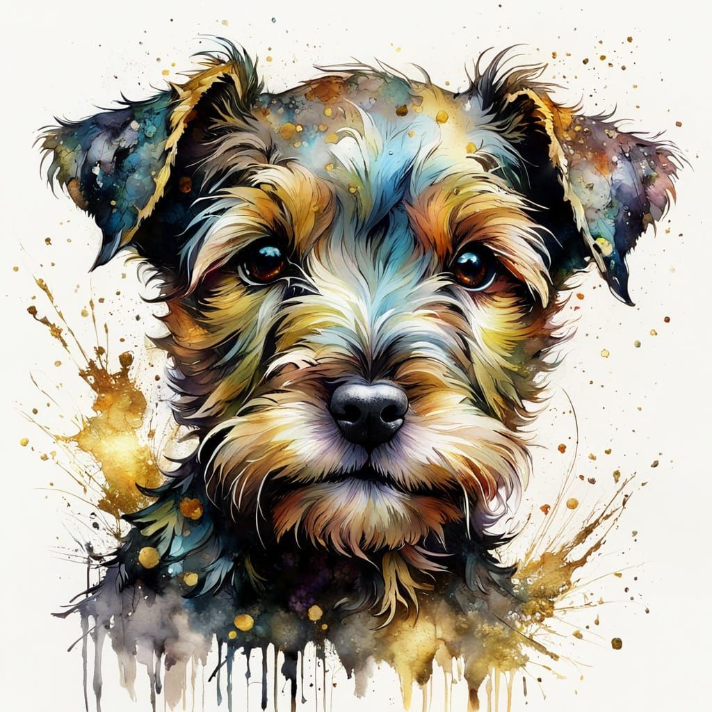Cute Scots Terrier Pup in Alcohol Inks