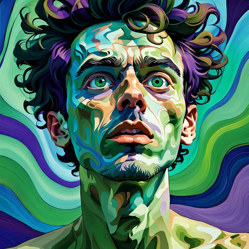Expressionist Portrait with Swirling Colors
