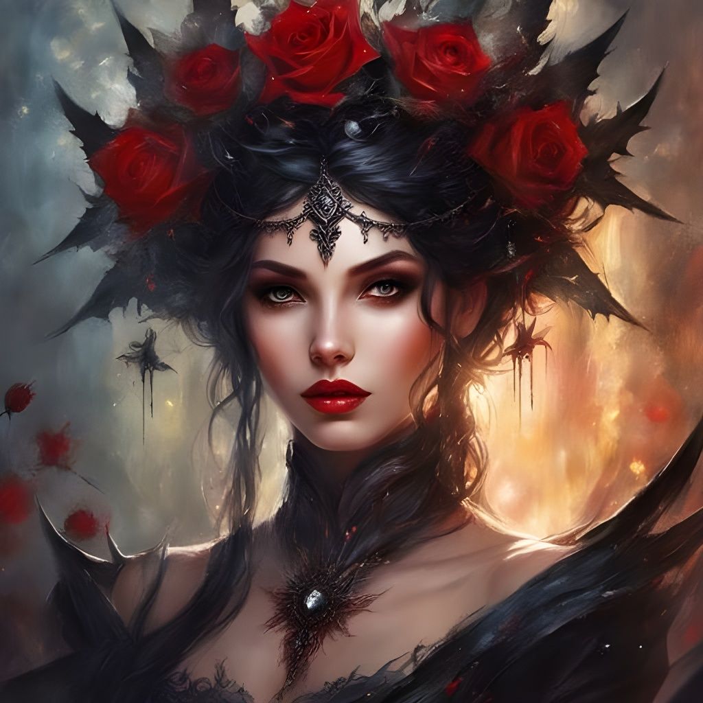 Gothic Princess Portrait in Dark Garden Setting