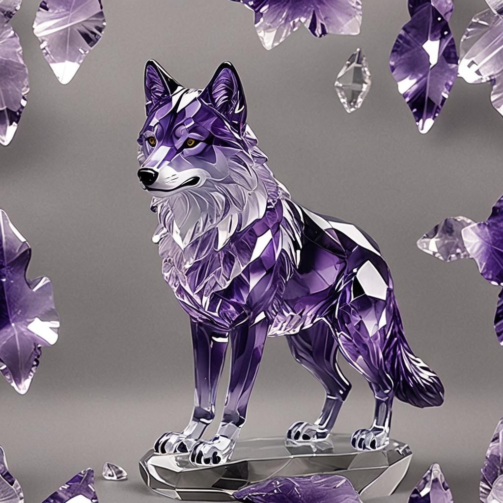 Glass Crystal Wolf in Purple