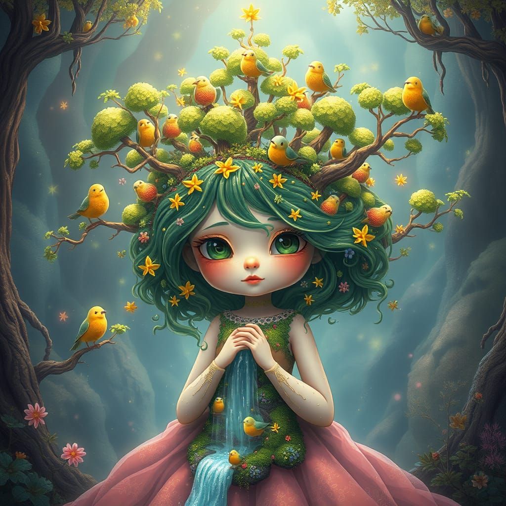 Enchanted Princess in Vibrant Forest Wonderland