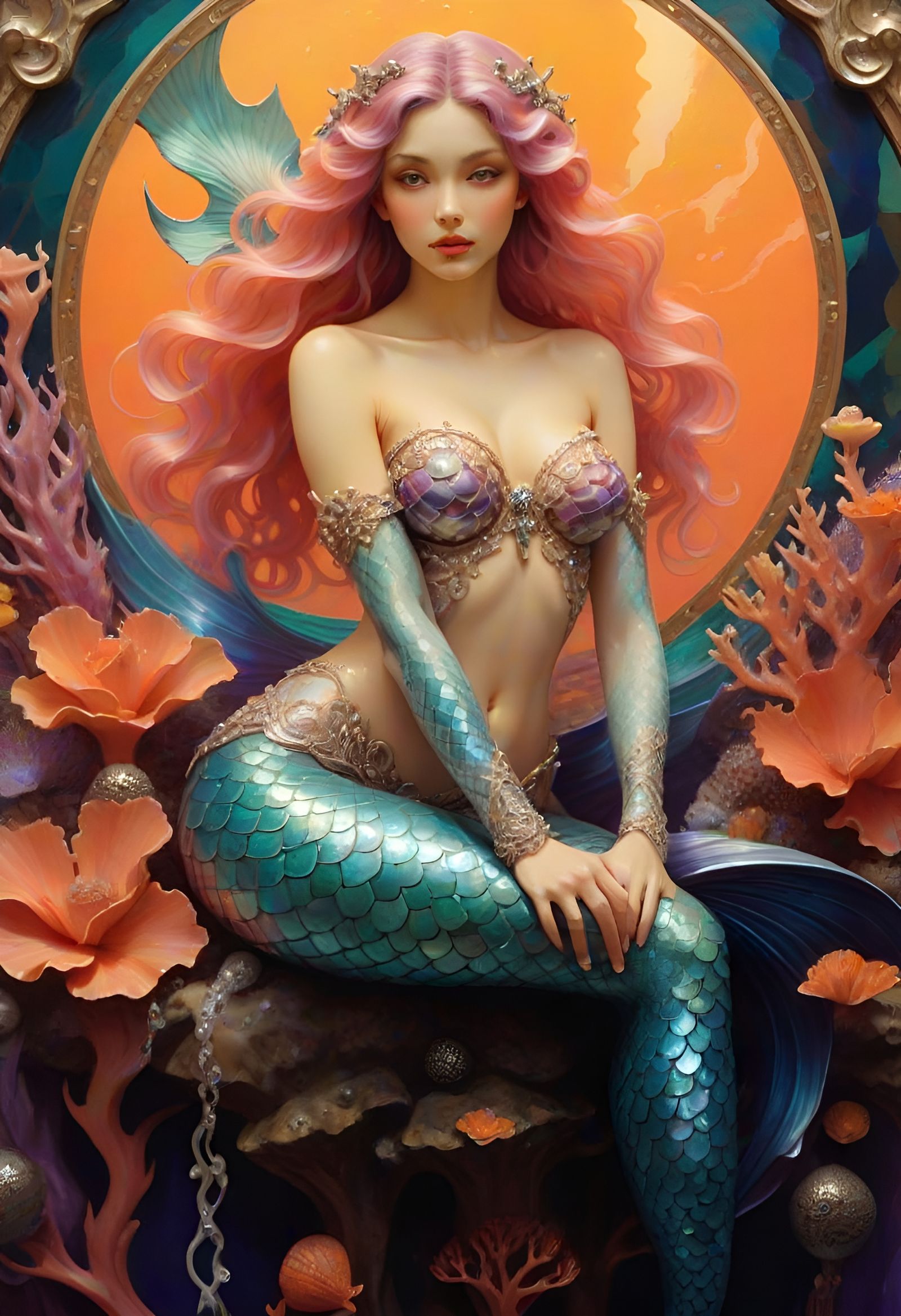 Baroque Mermaid with Abalone and Pearls