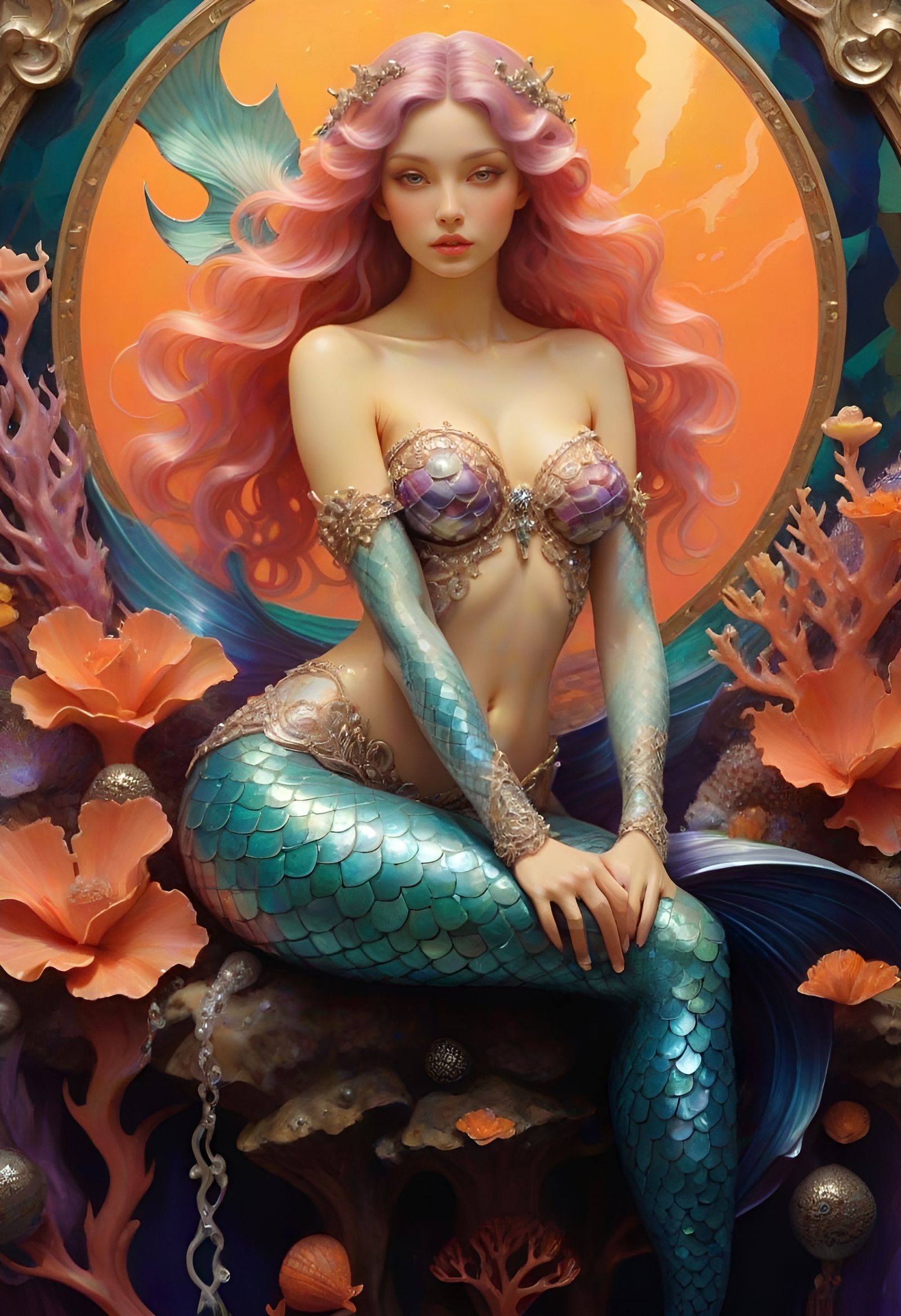 Baroque Mermaid with Abalone and Pearls