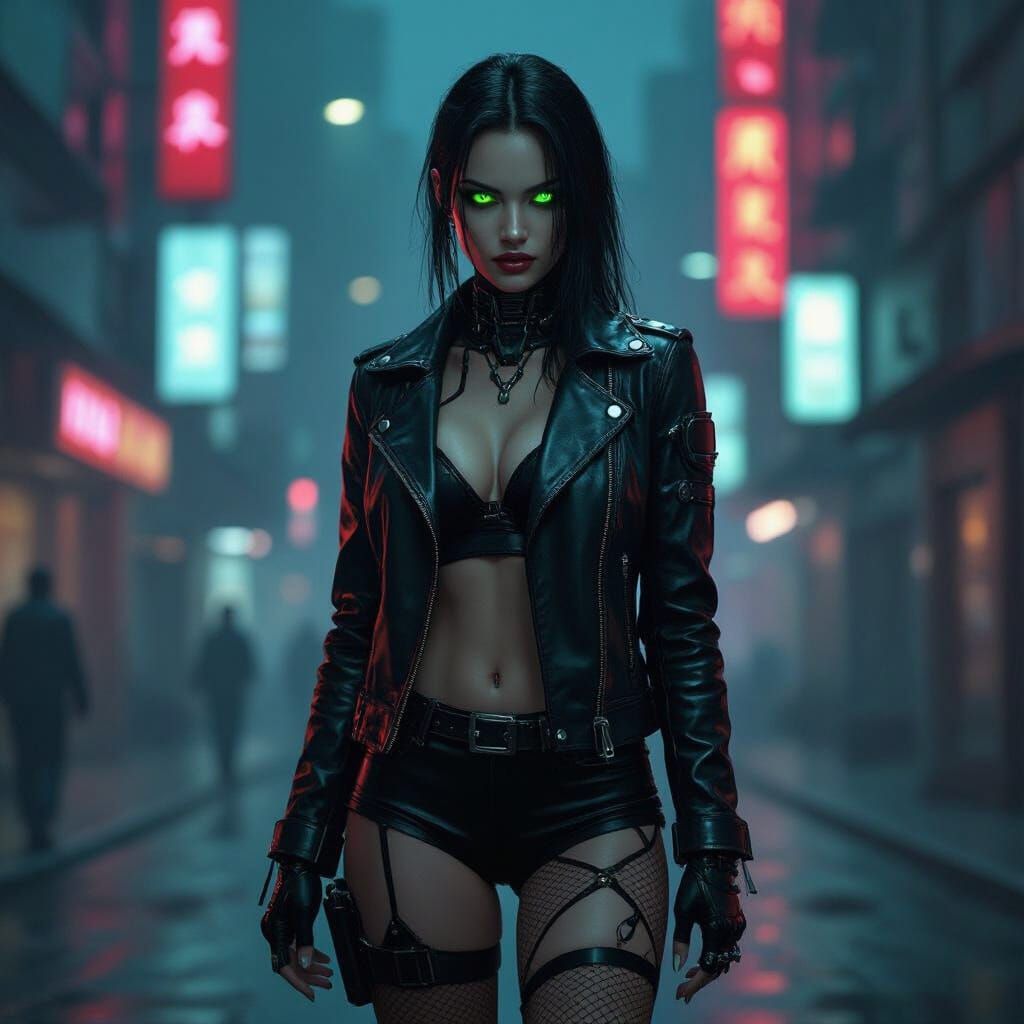 Cyberpunk Villain in Neon City