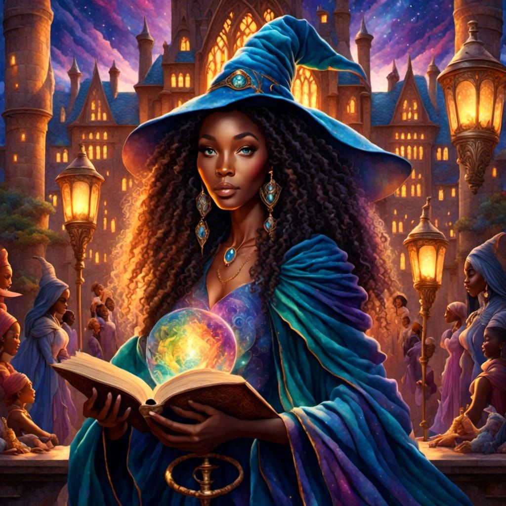 African Witches and Wizards Visit Hogwarts Illustration