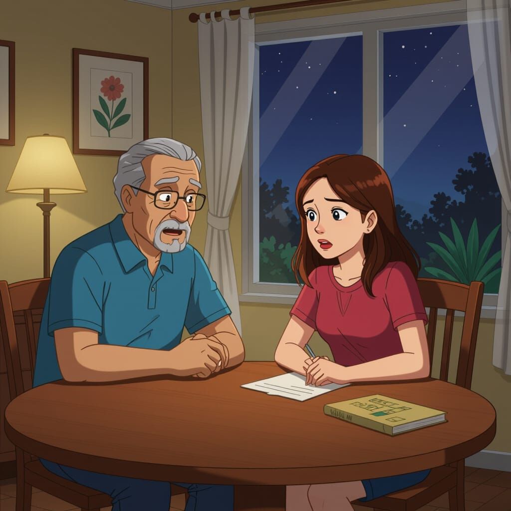 Angry Grandfather Scolds Teenagers in Midnight Living Room