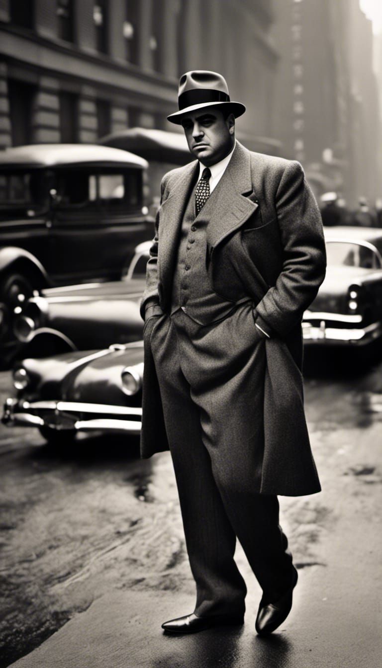Al Capone Portrait in New York, Hyperrealistic Style