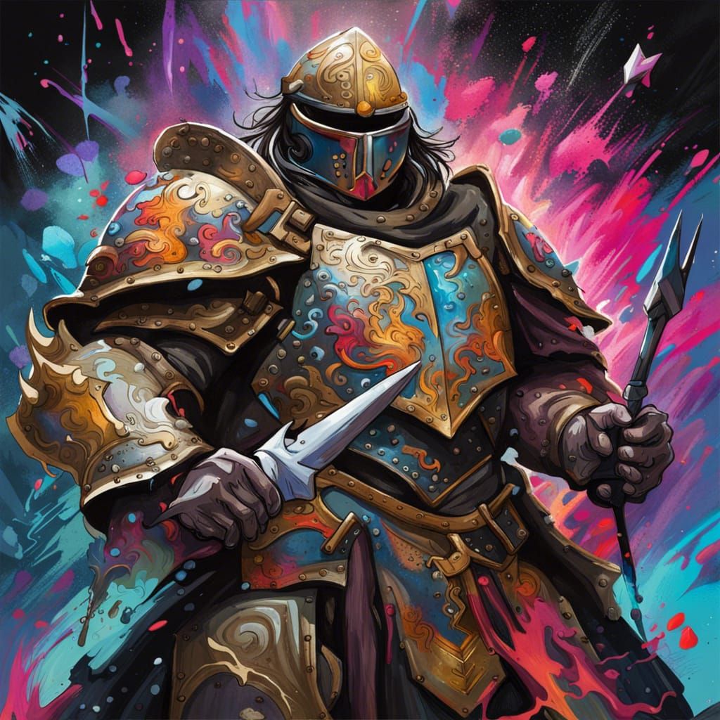 High Fantasy Paladin in Graffiti Street Art