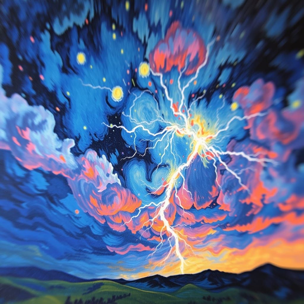 Surreal Stormy Night in Vibrant Colors