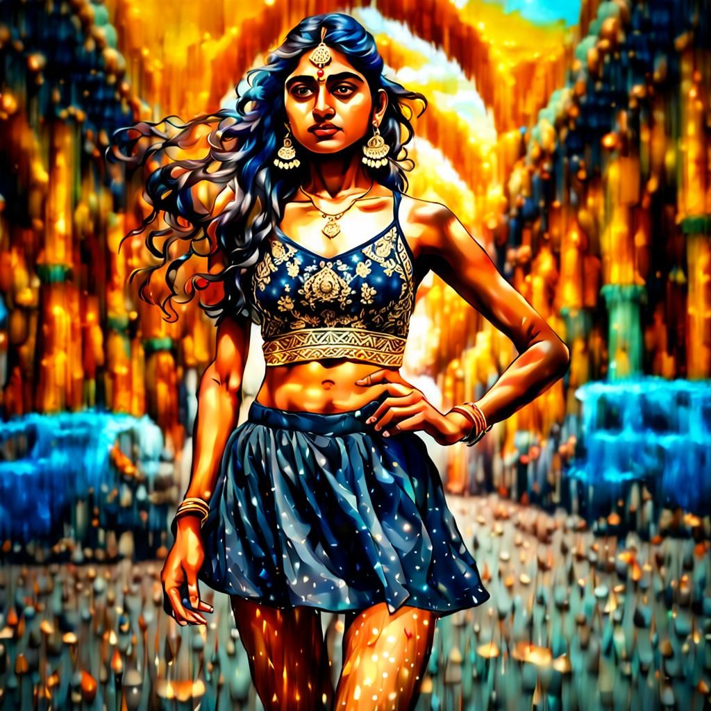 Bold Indian Girl in Surreal Photorealistic Photoillustration