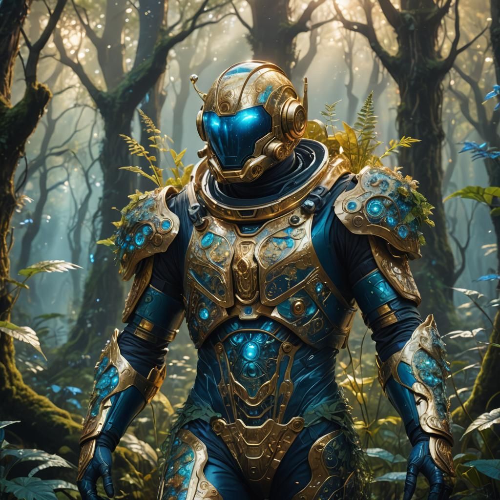 Andronaut in Mystical Forest: Fantasy Concept Art