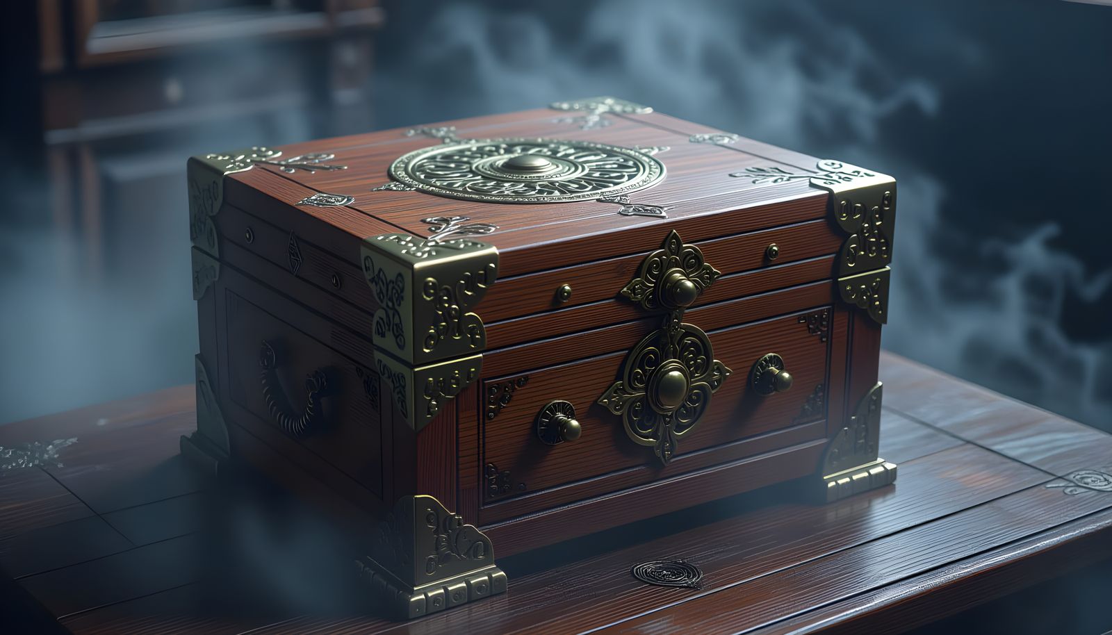 Mystic Wooden Riddle Box with Hidden Mechanisms