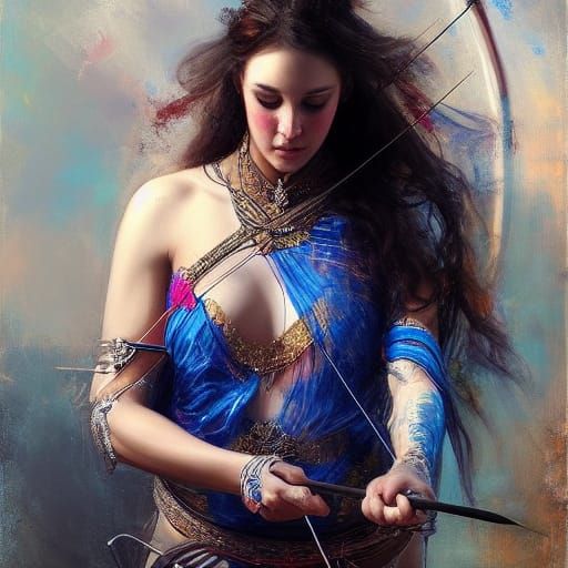 Sagittarius Bride with Bow, Digital Art