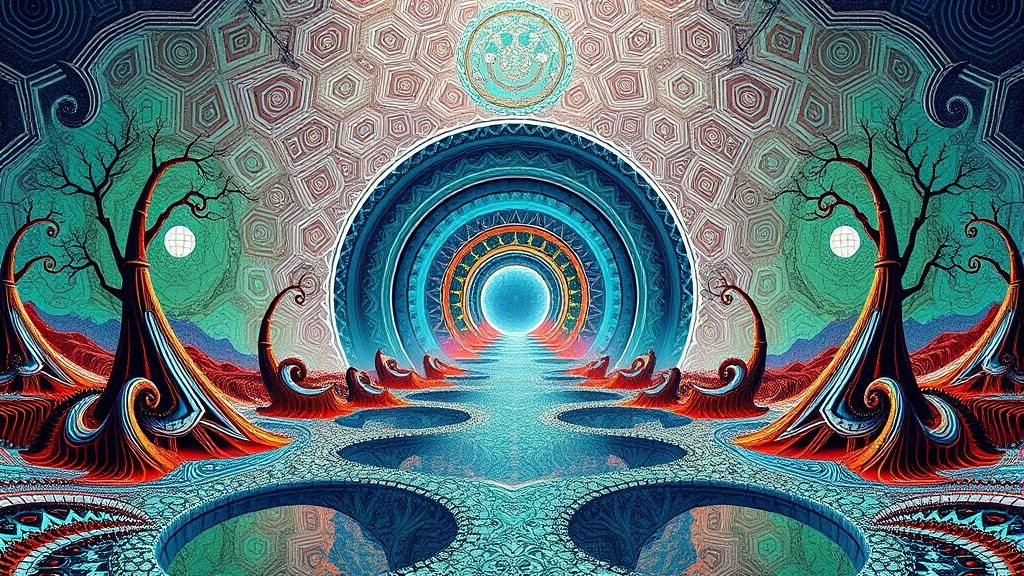 Surreal Fantasy Landscape in Escher Style