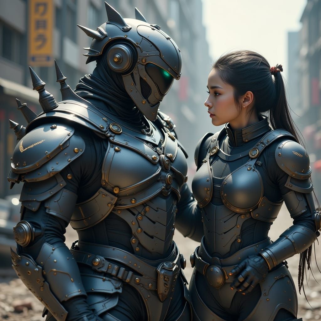 Post-Apocalyptic Girl and Robot in Japan Photo