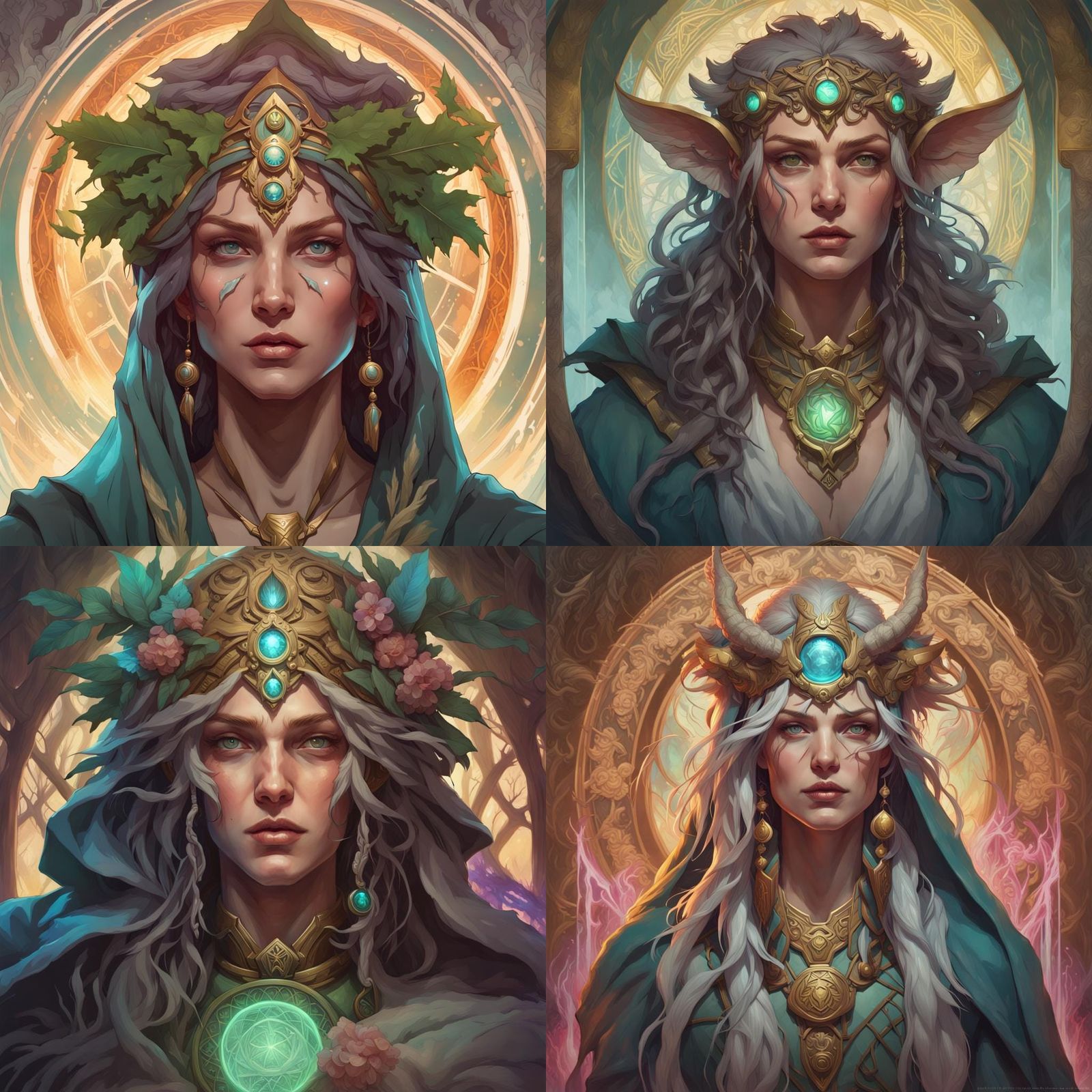Druid Portrait in Hyperdetailed Digital Art Style