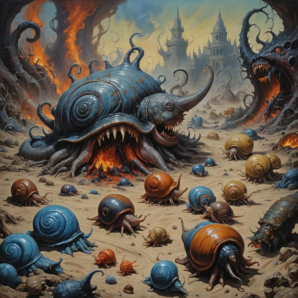 Horrific Demon Fight in Psychedelic Hellscape