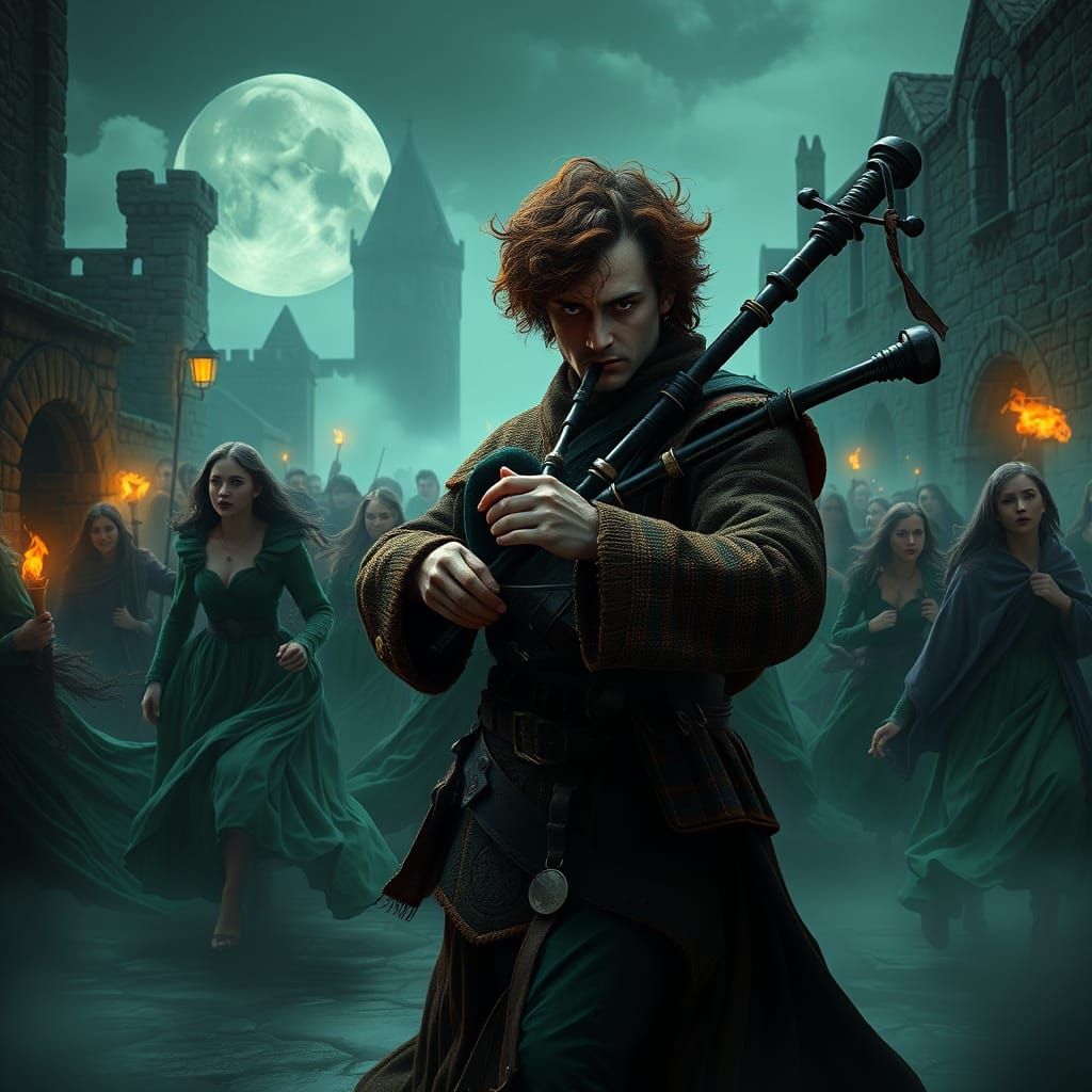 Mystical Celtic Piper Enchants the Night with His Haunting M...