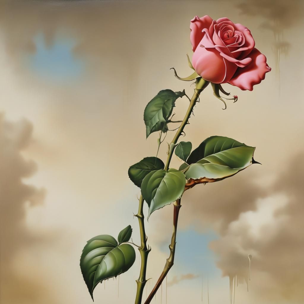 Surreal Rose in Bloom: A Dali-esque Vision