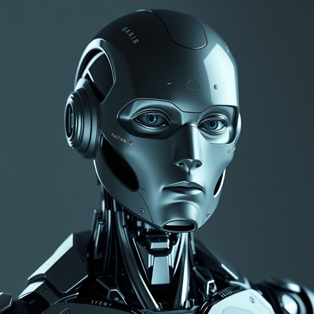 Robot Contemplates Humanity in Hyperrealistic Style