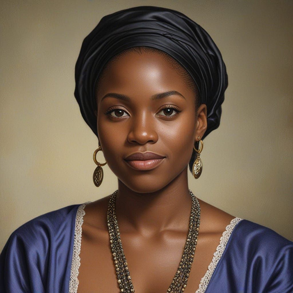 Jamaican Woman Portrait in Raphael Oil Painting Style