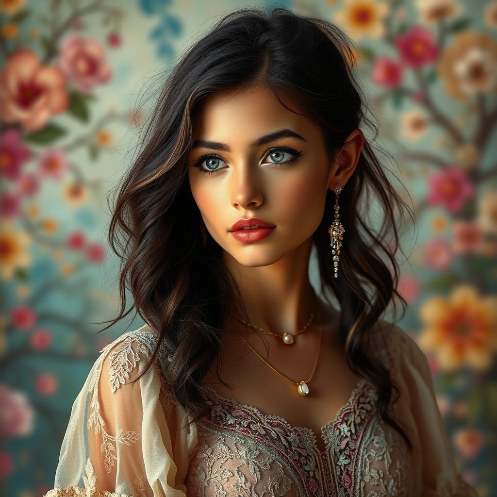 Enchanting Bohemian Goddess with Floral Accents