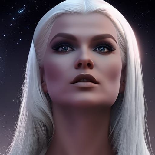 Sci-Fi Blonde Woman in Detailed Matte Painting