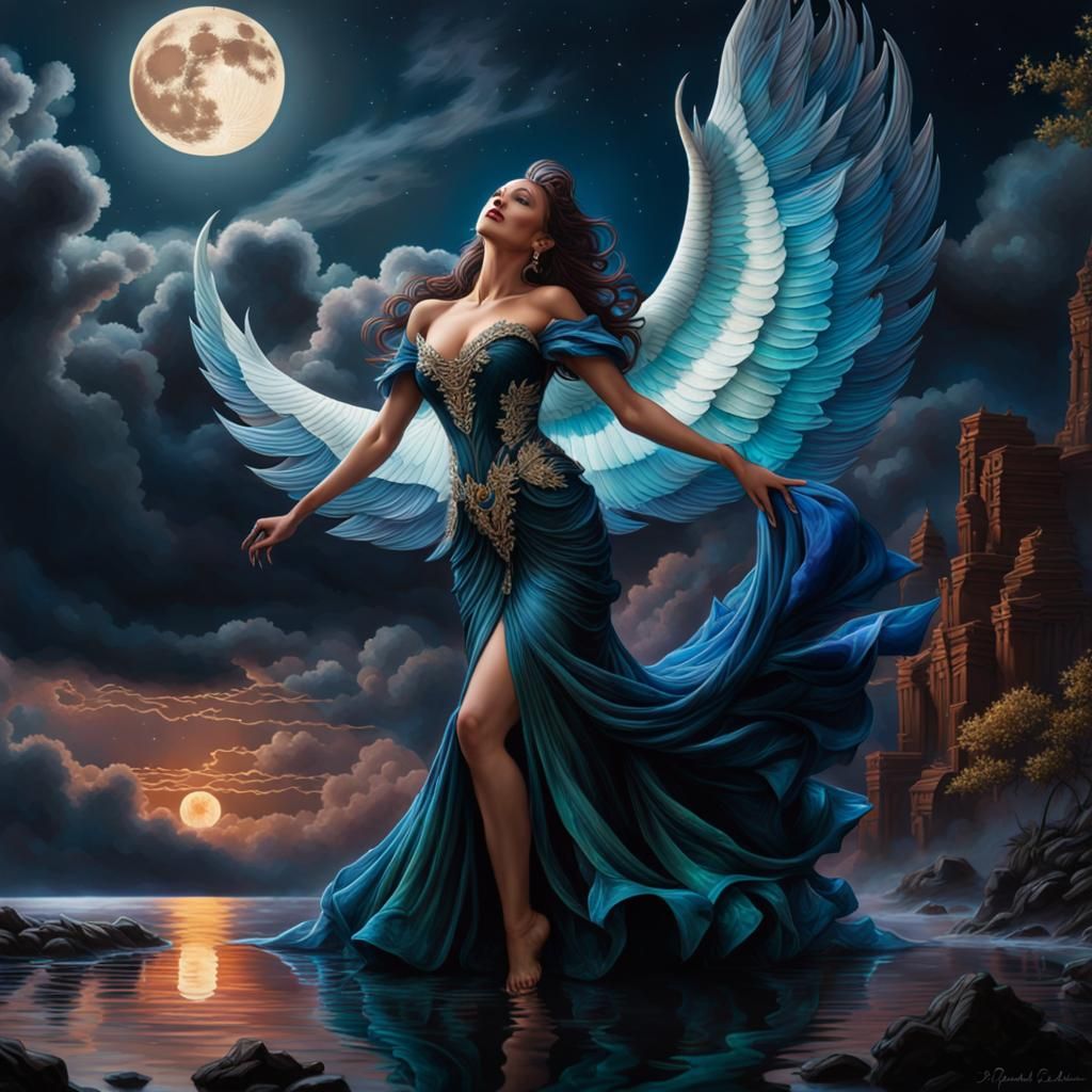 People Dancing in Moonlight: Impressionistic Style