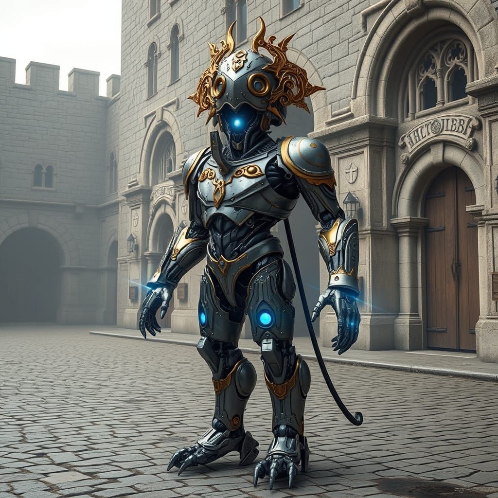 Dwemer Automaton with Glowing Runes, Digital Art