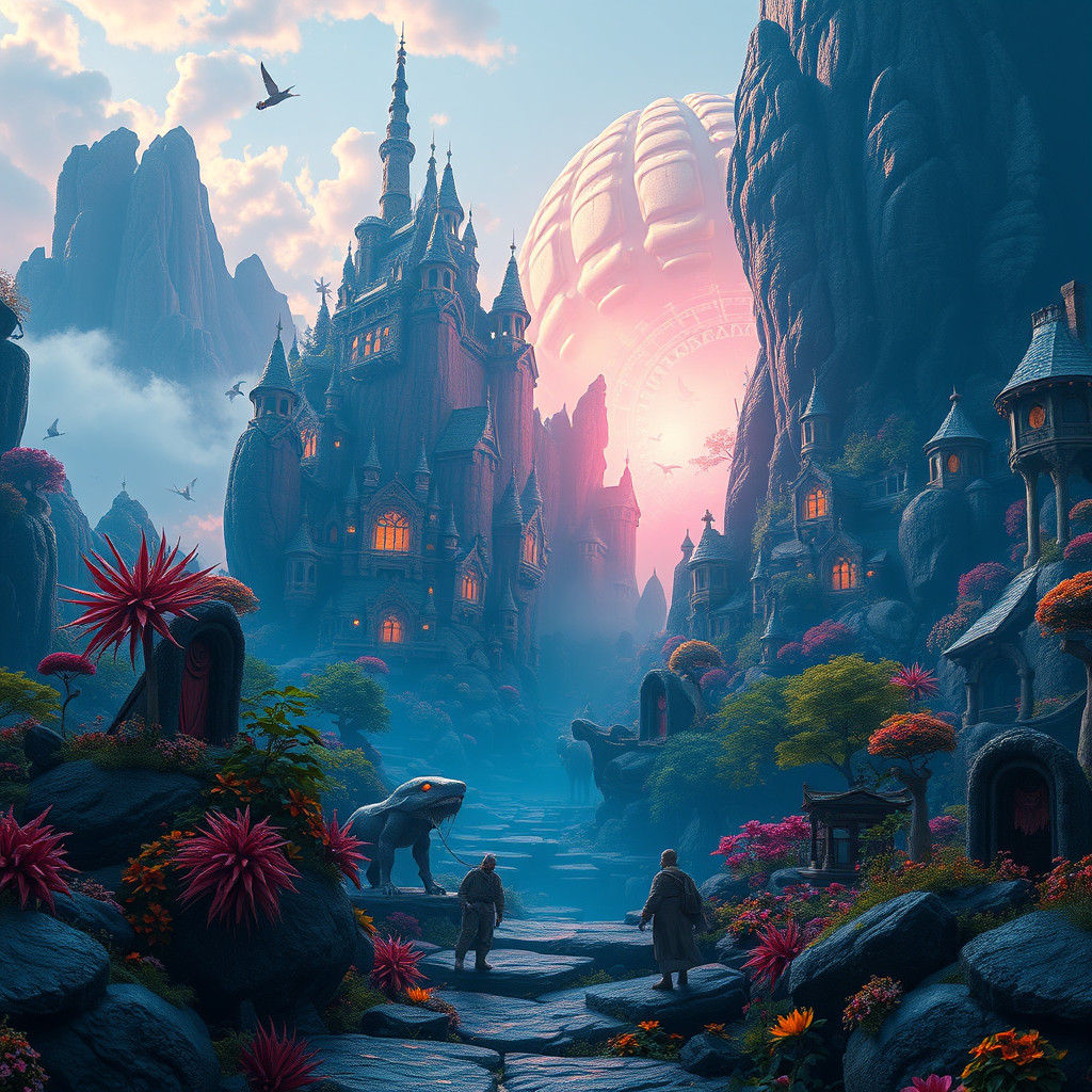 Fantastical Realm Teeming with Life and Vibrant Colors