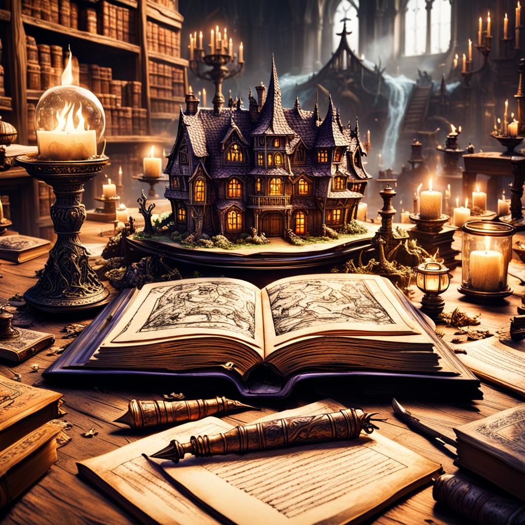 Magical World Emerges From Spell Book in 3D Art