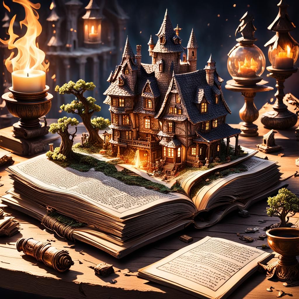 Magical World Emerges from Spell Book as 3D Digital Art