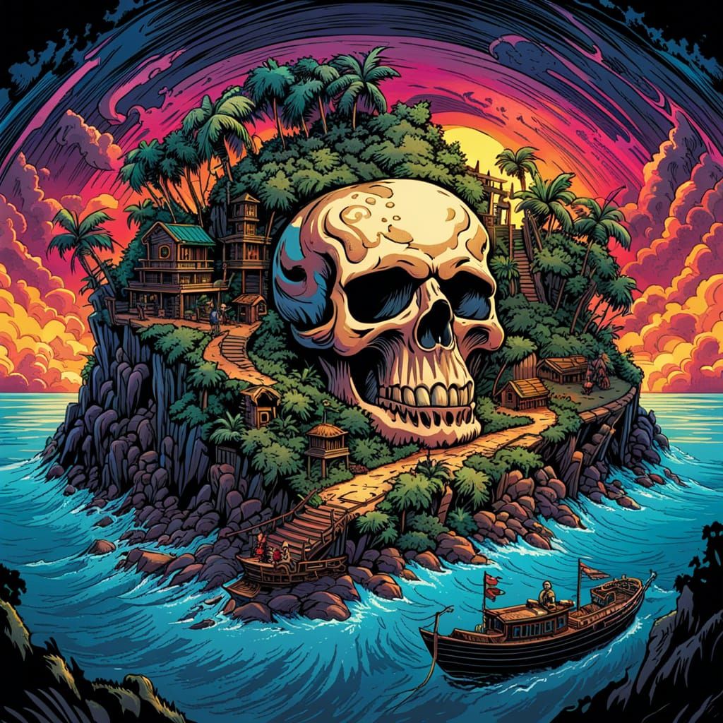 Skull Island Pirate Cove, Comic Book Art