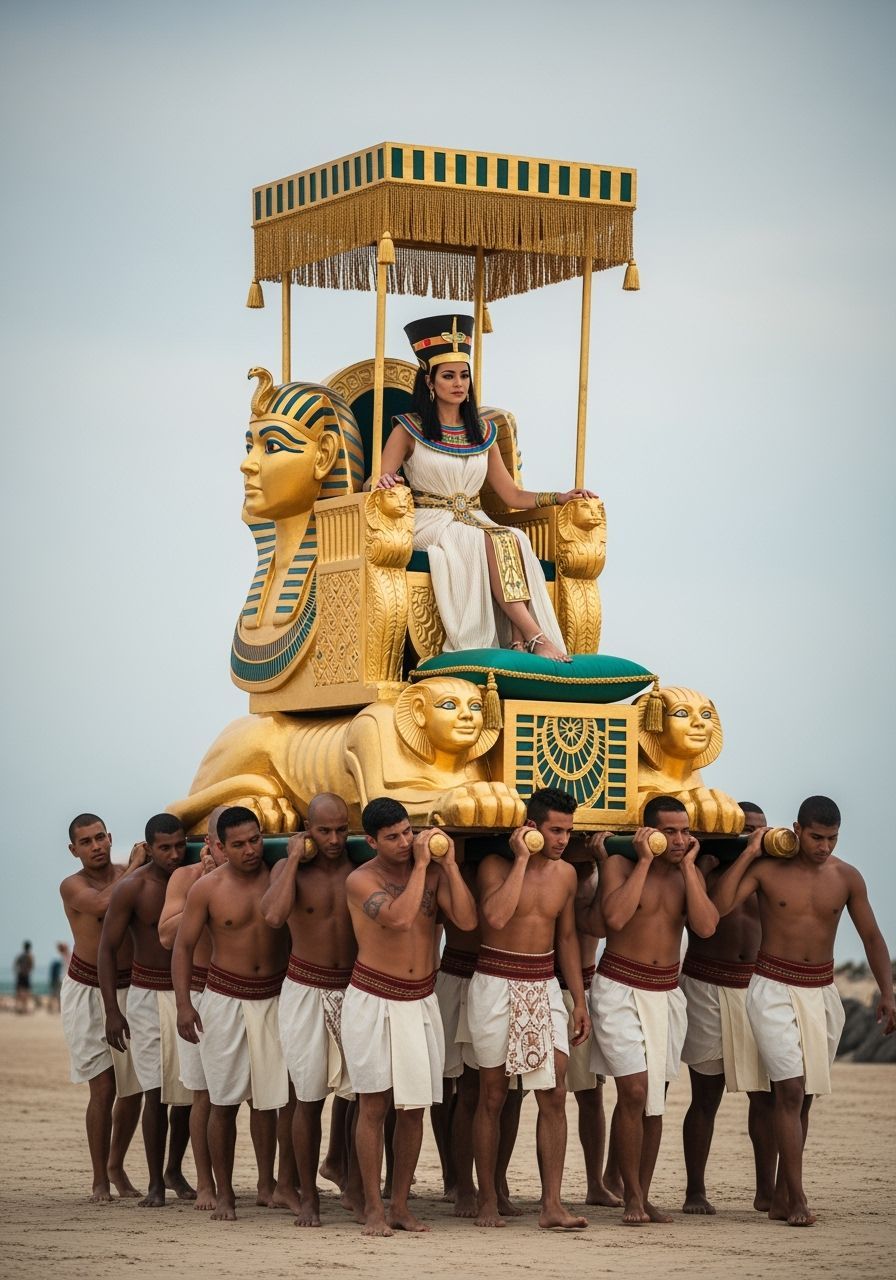 Egyptian Queen on Golden Throne in Professional Photography ...