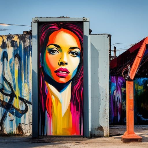 Radiant Girl Portrait in Street Art Style