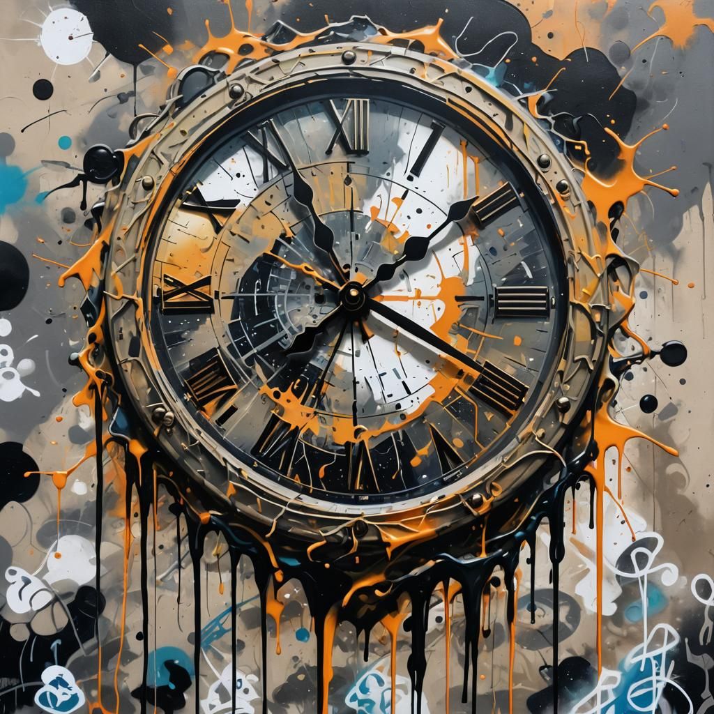 Melting Clocks in Graffiti Street Art