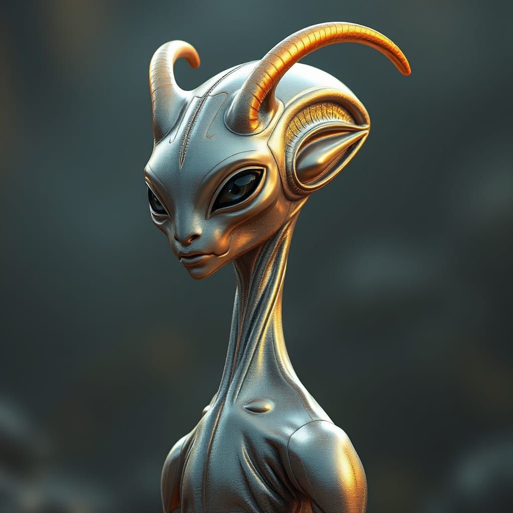 Ethereal Alien Entity with Iridescent Skin