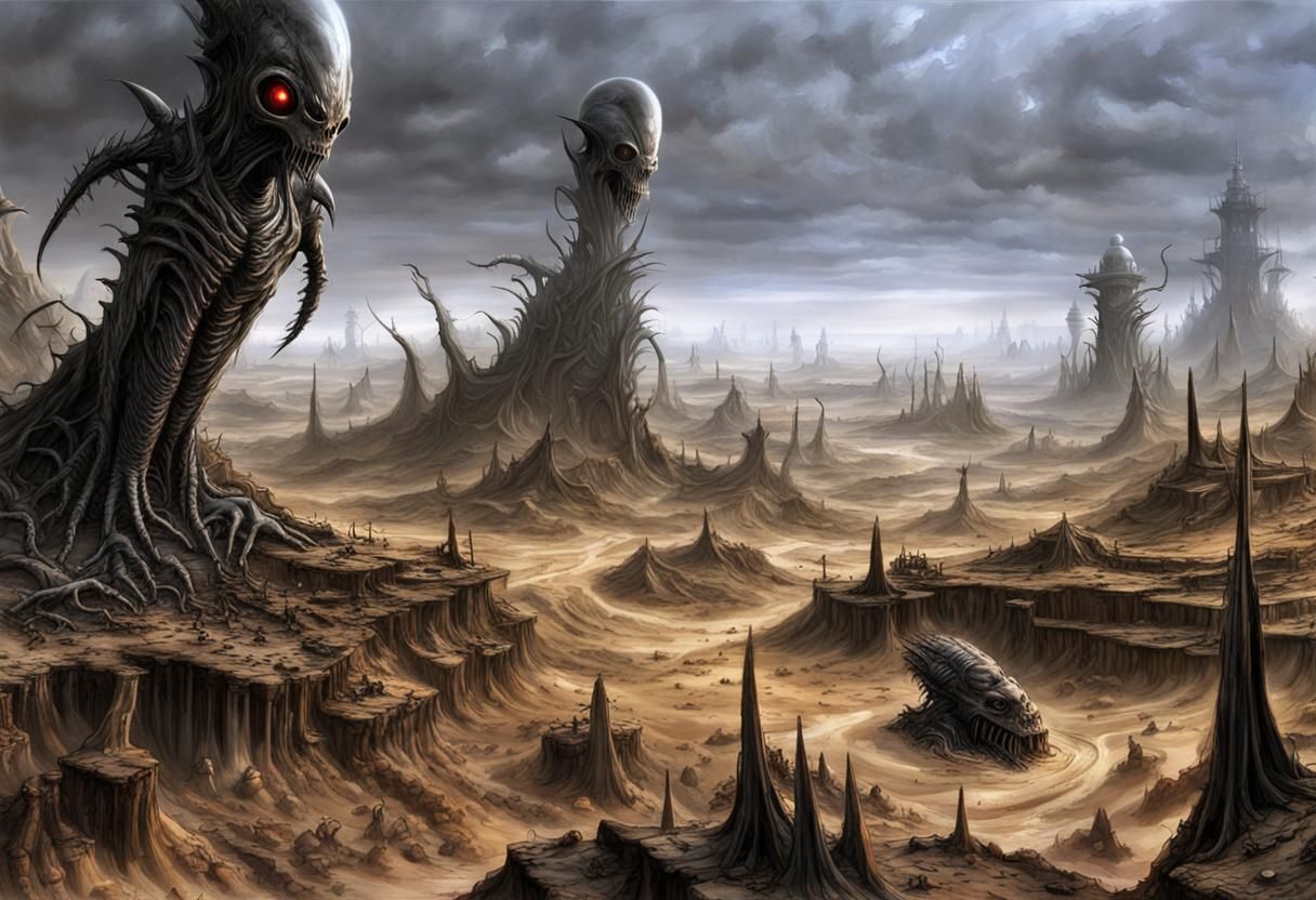 Stange and ravaged alien landscape